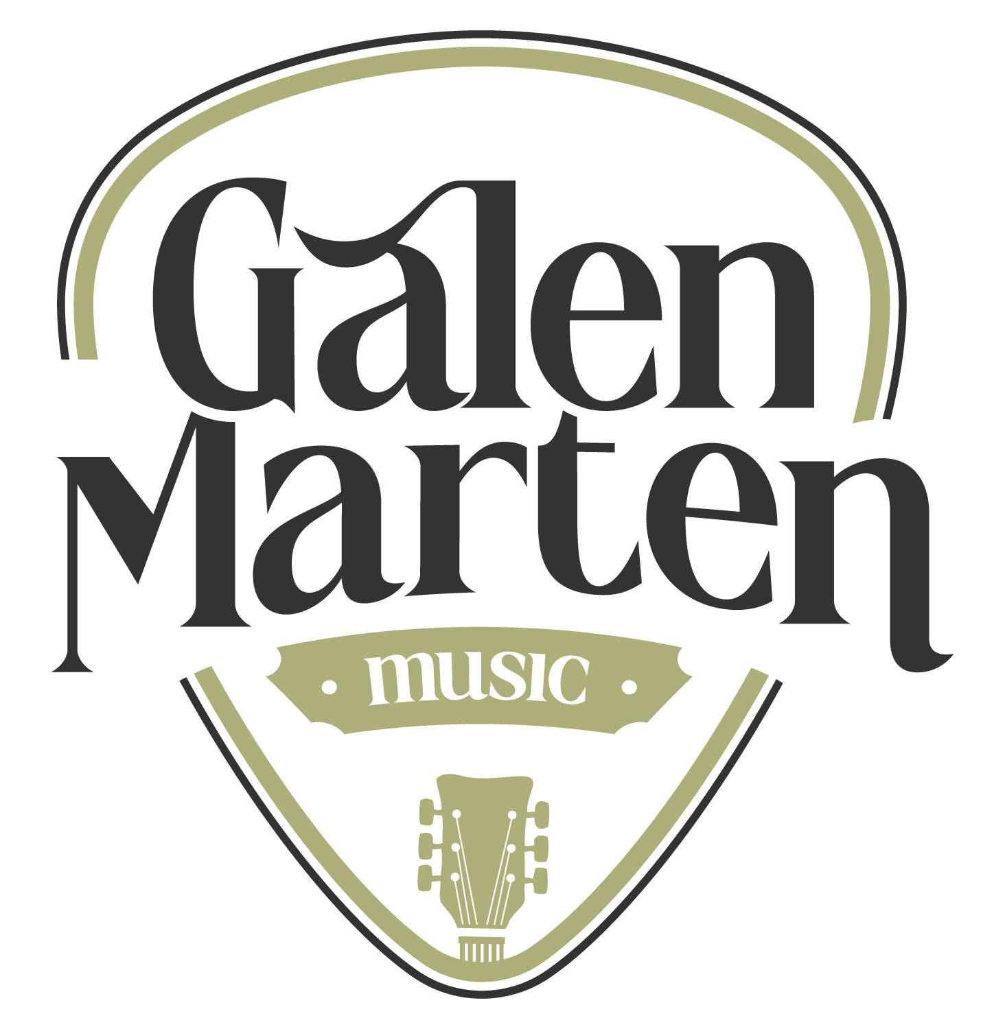 Galen Marten guitar pick logo: Black & olive
