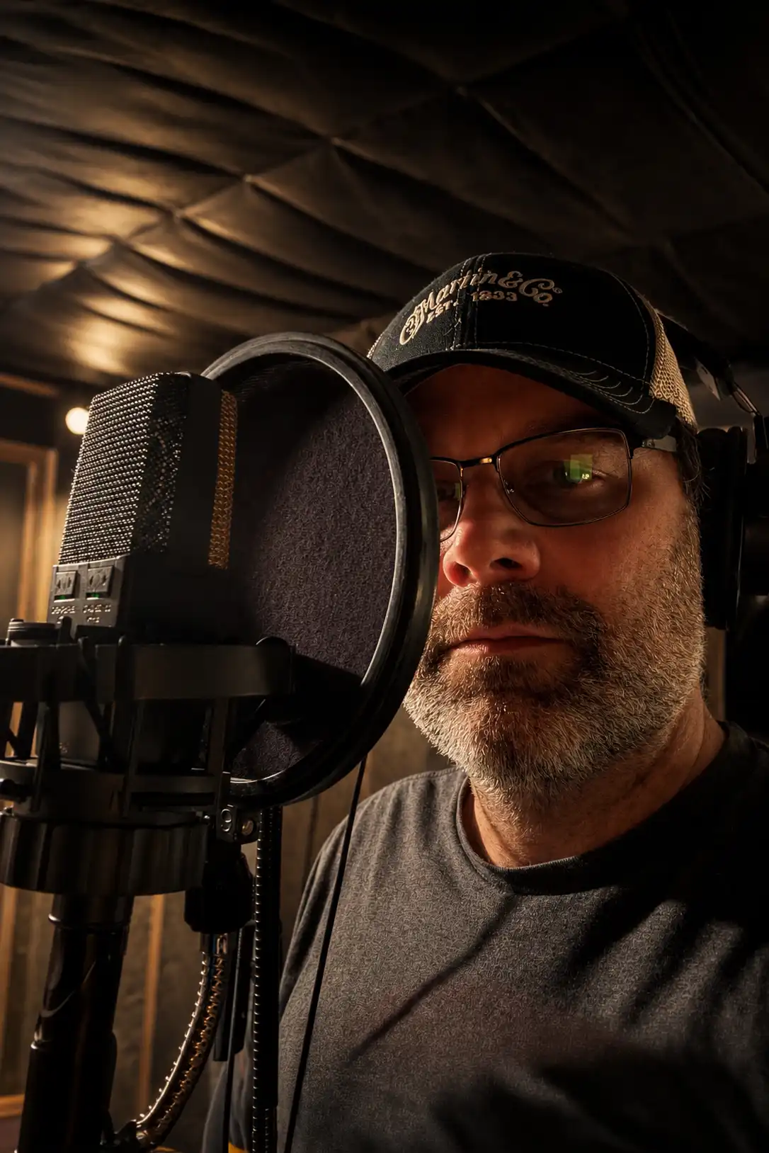 Galen recording in the studio